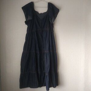 Terra & Sky Navy Blue Tiered Midi Dress